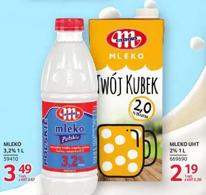 Mleko Mlekovita UHT 2% 1 l promocja w Selgros