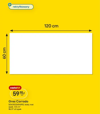 Gres Corrado rektyfikowany biały mat 60x120 cm promocja w Castorama