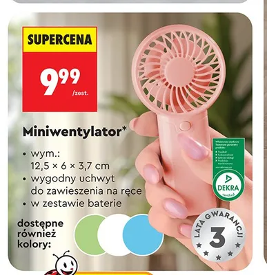 Miniwentylator 12,5x6x3,7cm promocja w Biedronka