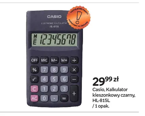 Kalkulator kieszonkowy czarny HL-815 l Casio promocja w Empik