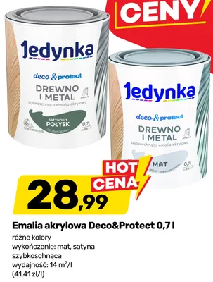 Emalia akrylowa Jedynka Deco & Protect Drewno i Metal satynowy połysk promocja w Bricomarche
