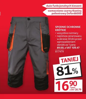 Spodnie ochronne krótkie promocja w Selgros