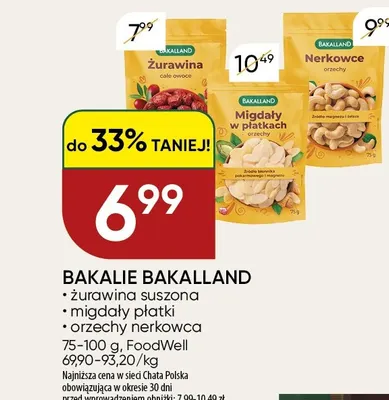 Migdały płatki Bakalland promocja w Chata Polska