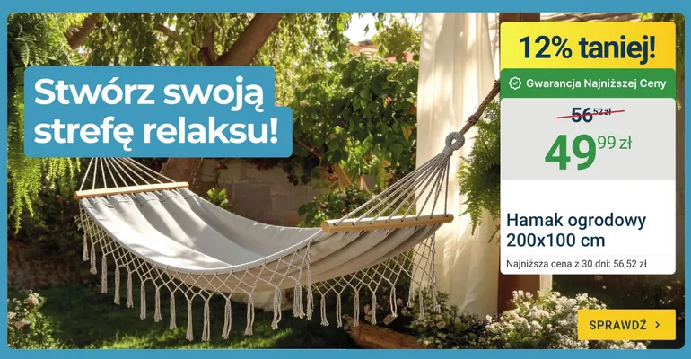Hamak ogrodowy promocja w ERLI