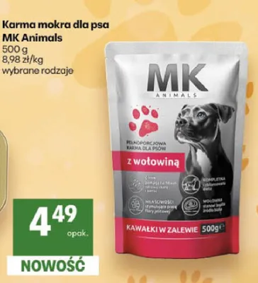 Karma mokra dla psa MK Animals z wołowiną promocja w Delikatesy Centrum