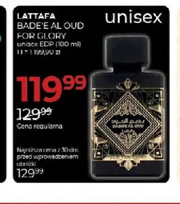 Woda perfumowana Lattafa Bade'e Al Oud For Glory promocja w Drogerie Jawa