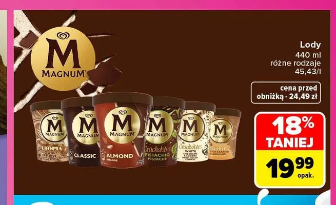 Lody Magnum różne rodzaje promocja w Carrefour