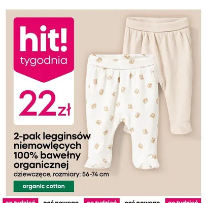 Legginsy niemowlęce 2-pak 100% bawełny organicznej promocja w Pepco