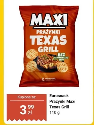 Prażynki Maxi Texas Grill Eurosnack bez glutaminianu sodu promocja w Dino
