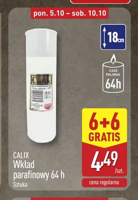 Wkład parafinowy 64 h Calix promocja w Aldi