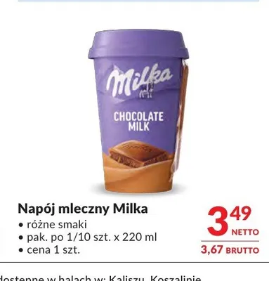 Napój mleczny Milka promocja w Makro