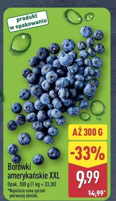 Borówki amerykańskie XXL 300 g Aldi promocja w Aldi
