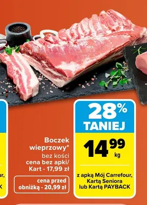 Boczek wieprzowy bez kości promocja w Carrefour Market