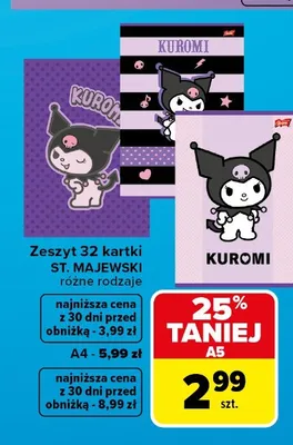 Zeszyt 32 kartki St. Majewski Kuromi promocja w Carrefour