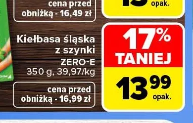 Kiełbasa śląska z szynki Zero-E promocja w Carrefour
