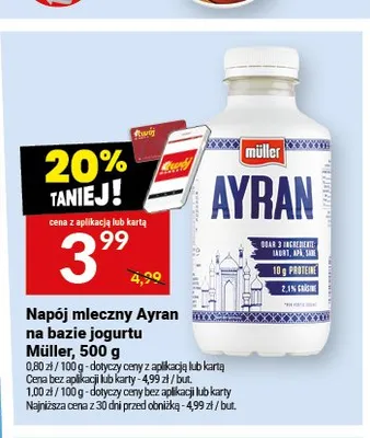 Napój mleczny Ayran na bazie jogurtu Müller promocja w Twój Market