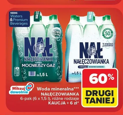 Woda mineralna Nałęczowianka Delikatnie Gazowana 6-pak promocja w Carrefour