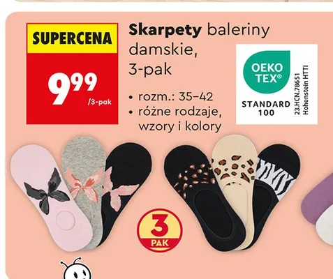 Skarpety baleriny damskie 3-pak rozm.: 35-42 promocja w Biedronka