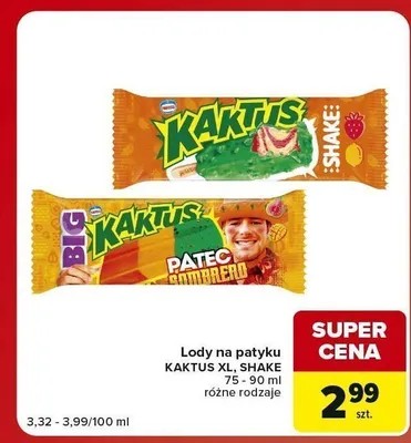Lody na patyku Nestlé Kaktus XL promocja w Carrefour Market