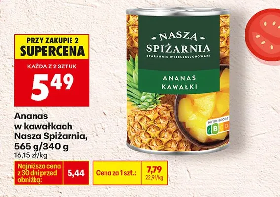 Ananas w kawałkach promocja w Biedronka
