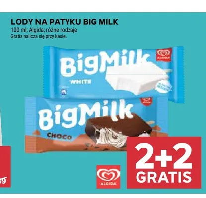 Lody na patyku Big Milk White promocja w Stokrotka