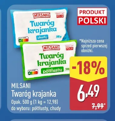 Twaróg krajanka chudy Milsani promocja w Aldi