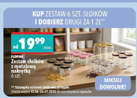 Zestaw słoików z metalową nakrętką Florina promocja w Biedronka Home