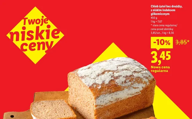 Chleb żytni bez drożdży z niskim indeksem glikemicznym promocja w Lidl