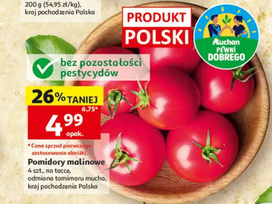Pomidory malinowe Auchan Pewni Dobrego polskie promocja w Auchan