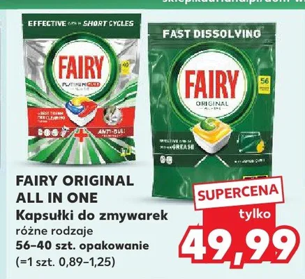 Kapsułki do zmywarek Fairy Original All In One różne rodzaje promocja w Kaufland