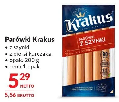 Parówki Krakus z szynki promocja w Makro