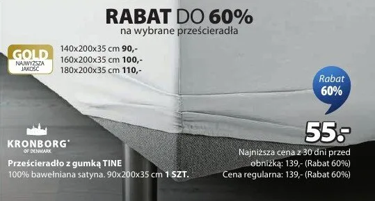 Prześcieradło z gumką promocja w Jysk