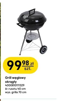 Grill węglowy okrągły śr. rusztu 40cm wys. grilla 70cm promocja w Castorama