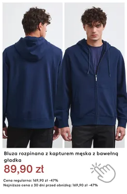 Bluza rozpinana z kapturem męska z bawełną gładka promocja w Medicine