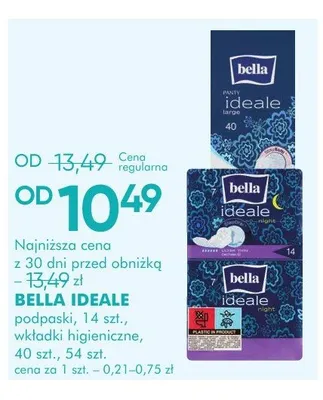 Wkładki higieniczne BELLA IDEALE promocja w Super-Pharm