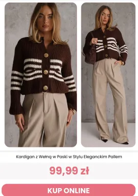 Kardigan z wełną w paski w stylu eleganckim Pallem Renee promocja w Renee
