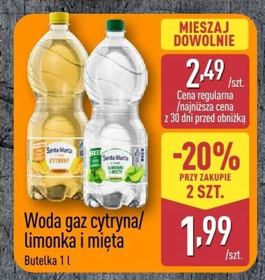 Woda gazowana limonka i mięta Santa Marta promocja w Aldi