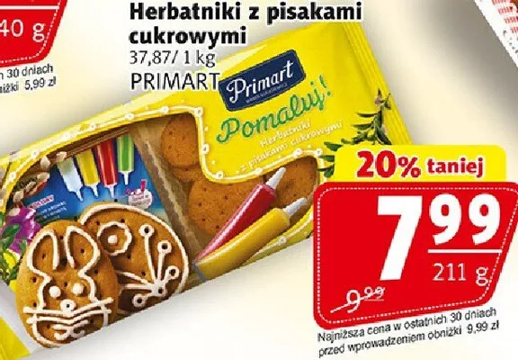 Herbatniki z pisakami cukrowymi promocja w Prim Market