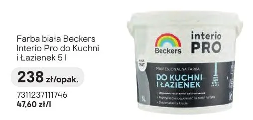 Farba biała Beckers Interio Pro do Kuchni i Łazienek promocja w Castorama
