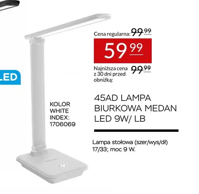 Lampa biurkowa Medan LED 45AD Lb promocja w Abra Meble