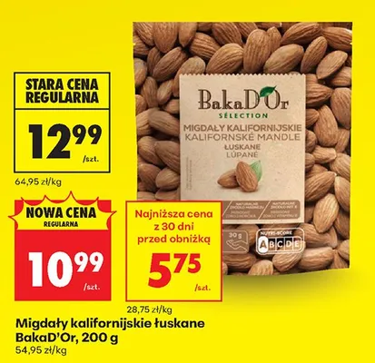 Migdały kalifornijskie łuskane BakaD'Or promocja w Biedronka