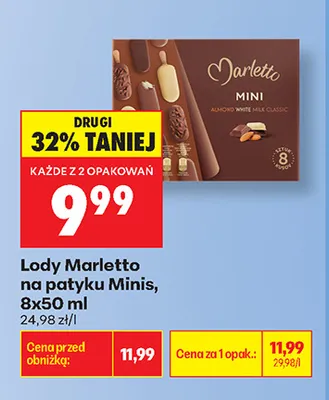 Lody Marletto na patyku Minis promocja w Biedronka