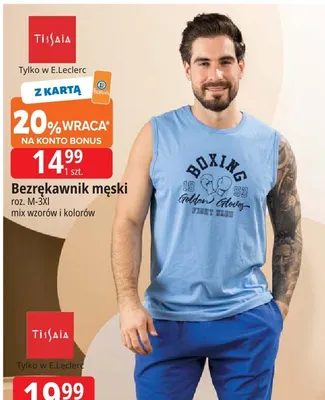 Bezrękawnik męski Tissaia roz. M-3XL mix wzorów i kolorów promocja w Leclerc