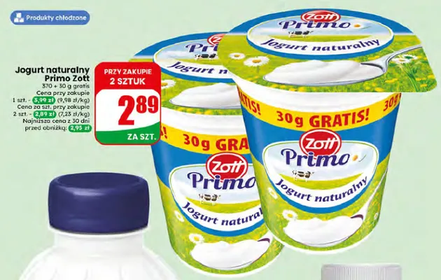 Jogurt naturalny Primo Zott promocja w Dino
