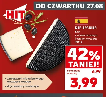 Ser z mleka krowiego koziego owczego Der Spanier promocja w Kaufland
