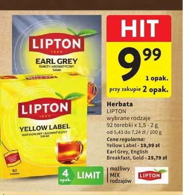 Herbata ekspresowa Lipton Gold promocja w Intermarche