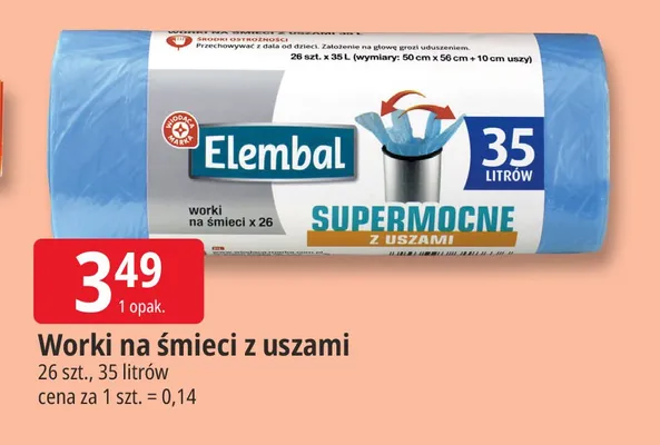 Worki na śmieci z uszami Elembal promocja w Leclerc