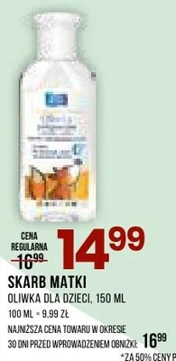 Oliwka dla dzieci Skarb Matki promocja w Drogerie Natura