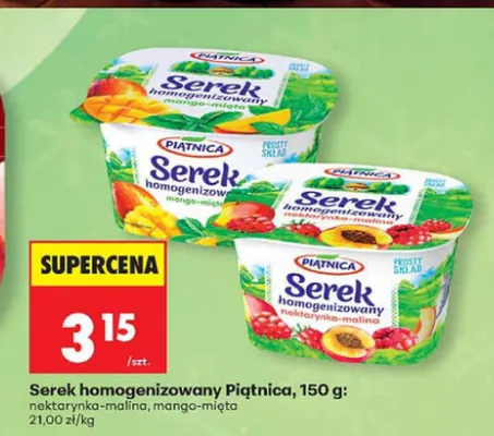 Serek homogenizowany nektarynka-malina Piątnica promocja w Biedronka