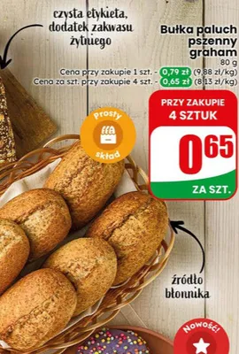 Bułka paluch pszenny graham promocja w Dino